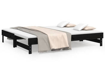 Łóżko rozsuwane czarne 2x(90x200) cm lite drewno sosnowe WM-823383