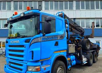 Do drewna do przewozu dlugiego drzewa Scania R 580 6x4 z wozkiem