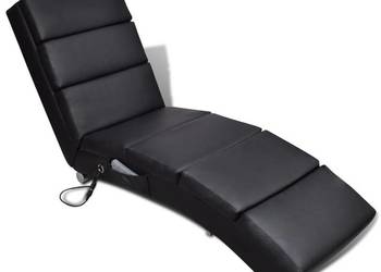 Rozkładany leżak masujący, czarny, sztuczna skóra（SKU:240968）