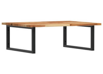 Półka ścienna pod umywalkę stal i lite drewno akacjowe WM-3302925