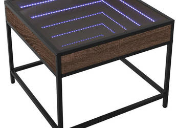 Stolik kawowy z LED Infinity brązowy dąb 50x50x41 cm WM-847681