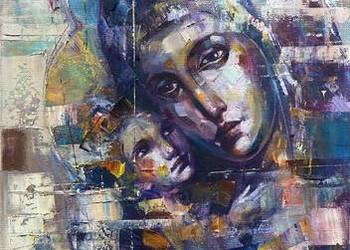 Pitsko Giennadij   60x30 Matka Boska z dzieciątkiem  obraz olejny