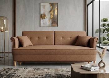 Kanapa DL Uszak Karmelowa, Funkcja Spania, Dostawa 0zł!