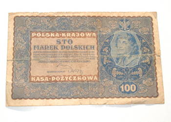 Stary banknot 100 marek Polskich 1919 antyk unikat