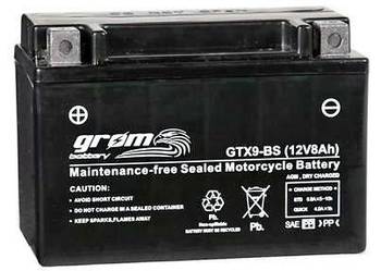 Akumulator motocyklowy GROM GTX9-BS YTX9-BS 12V 8Ah 130A L+