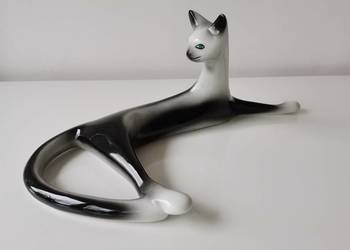 Stara figurka Kot porcelana Bogucice M. Naruszewicz PRL 1960 New Look