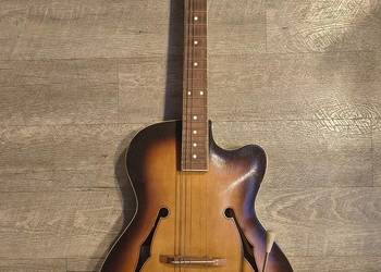 Polska gitara Defil jazz, komplet z pokrowcem