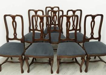 Komplet 8 eleganckich krzeseł. Francja,lata 40-te. Profesjonalna renowacja.