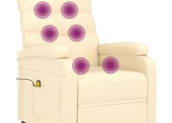 vidaXL Fotel masujący, kremowy, obity sztuczną skórą(SKU:342694)