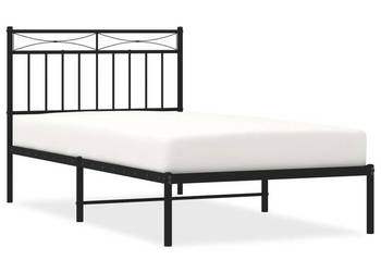 Łóżko Metalowe Czarne Rama Łóżka Ze Stelażem 100x190 cm WM-373685
