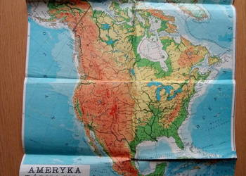 Dwustronna mapa Ameryka Płn. i Płd. 1970r.