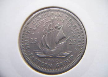 Stare monety 25 cent 1965 Karaiby Brytyjskie