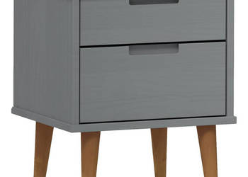 Szafka nocna MOLDE szara 40x35x48 cm lite drewno sosnowe WM-350497