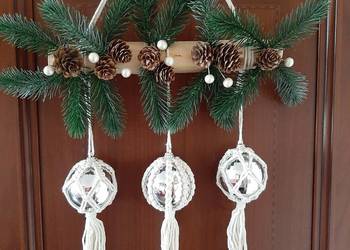 Dekoracja,  ozdoba do powieszenia, święta, bombki,  makrama rękodzieło