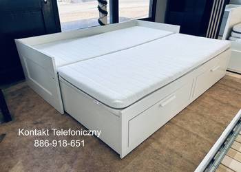 IKEA BRIMNES Łóżko Leżanka z 2 szufladami, 2 materace ,białe Transport