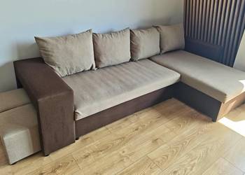 Narożnik modułowy + 2 pufy + pojemniki na pościel