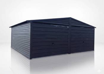 Garaż Blaszany dwuspadowy dwustanowiskowy 6x5m Ciemny Grafit MAT