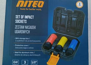 NITEO zestaw nasadek udarowych, 3 sztuki, rozmiar 17, 19, 21 mm, NOWY