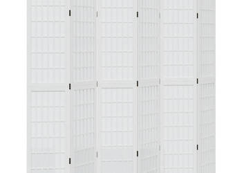 Parawan pokojowy 6-panelowy biały lite drewno paulowni WM-358796