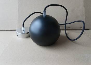 Lampa Wisząca Kulka Kula 15cm Czarny Mat Szkło Murano Glass