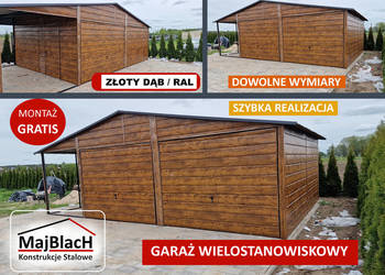 A69-ZŁOTY DĄB  Garaż Blaszany z zadaszeniem bocznym, Garaże  -Maj-Blach