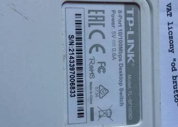 sprzedam switch tp-link 8-portowy TL-SF1008D NOWY Z ZASILACZ