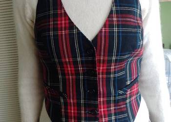 (40/L) H&M/ Kamizelka Garniturowa w kratę z patką z Londynu