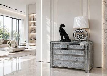Komoda lustrzana z kryształkami glamour z szufladami lustro