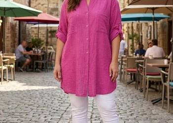 Koszula tunika damska różowa bawełniana plus size biust 126 cm