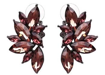 Nowe kolczyki różowe ciemne kamienie duze cyrkonie diamencik