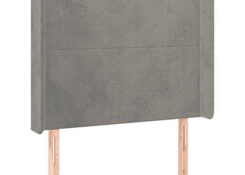 Zagłówek uszak jasnoszary 83x16x118/128 cm aksamit WM-3119330