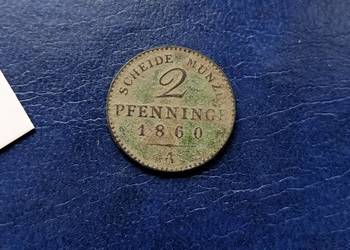 Stare monety 2 fenig 1860 Niemcy