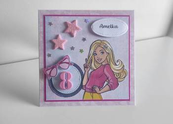 Personalizowana Kartka urodzinowa ręcznie robiona Barbie