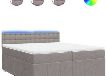 Łóżko kontynentalne z materacem taupe tkanina 200x200 cm WM-3289493
