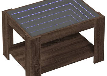 Stolik kawowy z LED brązowy dąb 73x53x45 cm WM-847552