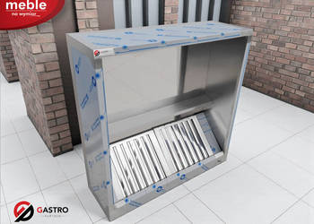 Okap ze stali nierdzewnej skrzyniowy przyścienny 1300x1300x450 mm