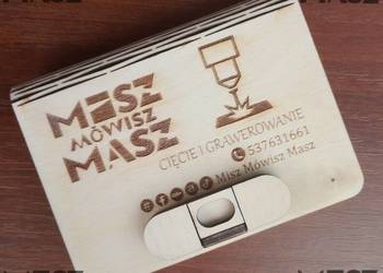 Wizytownik pudełeczko stylowy drewniany pokrowiec grawer #MiszMówiszMasz