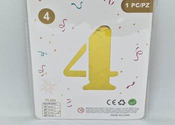 Balon foliowy w kształcie cyfry 4 złoty balon dekoracja ozdo