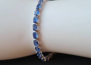 Bransoletka tenisówka srebro rodowane 925, kyanity kaszmirskie
