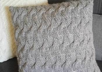 Poduszka ozdobna, popiel, wzór 3D plecionka, hand made