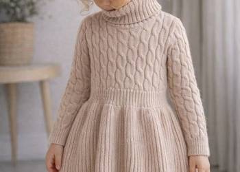 Sukienka sweterkowa dziewczęca 98/104 | miękka, golf, nowa ?