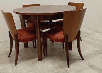 art Deco stół okrągły fornir orzech do salonu vintage