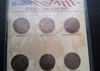 Amerykańskie monety stanowe repliki 1776-1787 – State Coins USA – Zestaw 10