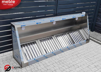 Okap skośny przyścienny spawany z filtrami 2200x800x450 mm