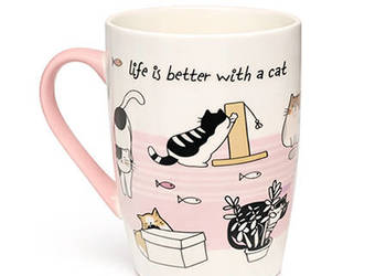 pudrowy kubek z kotkami, porcelanowy kubek z kotami, koty kubek z porcelany