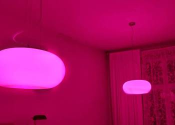 Lampy klosze czerwone, 2 wiszące, 1 stojąca, stan bardzo dob