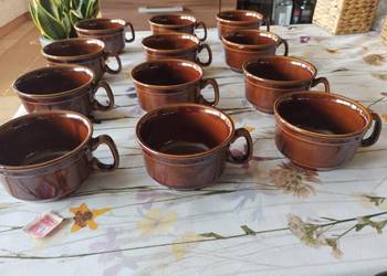 PRL filiżanki Pruszków porcelit etykieta 12 szt