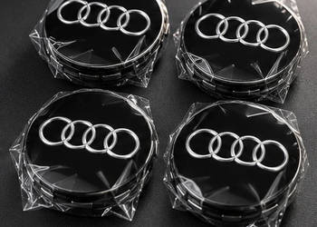 Dekielki do felg Audi 68 mm komplet 4 sztuki czarne srebrne logo