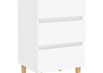 vidaXL Szafka nocna z drewnianymi nóżkami, biała, 40x35x69 cm（SKU:805887）