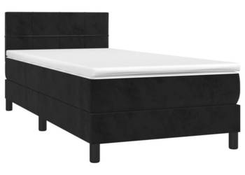 Łóżko z Materacem Kontynentalne Czarne Aksamit LED 90x200 cm WM-3134383